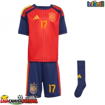 Camisa de Futebol Espanha Nico Williams #17 Equipamento Principal Infantil Mundo 2026 Manga Curta (+ Calças curtas)